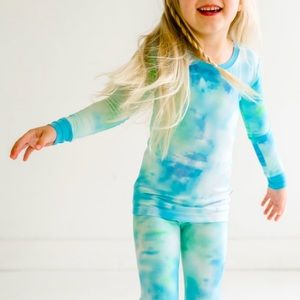 Little Sleepies Two Piece Pajama Set in Tidepool Watercolor 2T